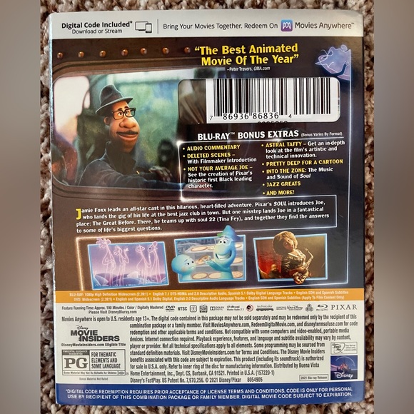 (New) Disney Pixar “Soul” DVD + Blue-Ray + Digital Code - Picture 2 of 3